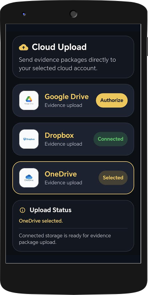 Field Bundle cloud upload screen