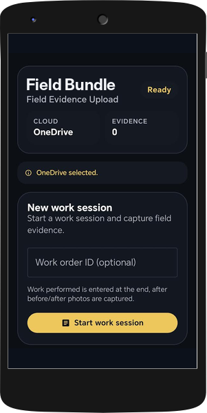 Field Bundle work session screen